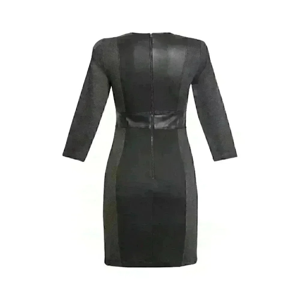NEW! BCBGMAXAZRIA Women's S Paneled 3/4 Sleeve Dress In Charcoal Combo NWT $228 - Picture 2 of 4